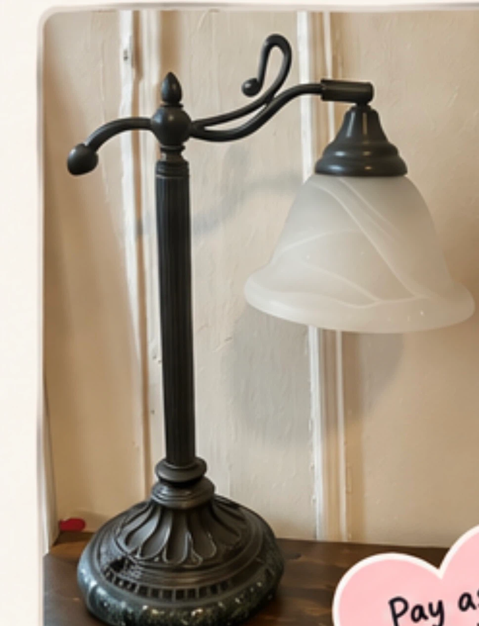 Bronze Tone Table Lamp with Frosted Glass Shade