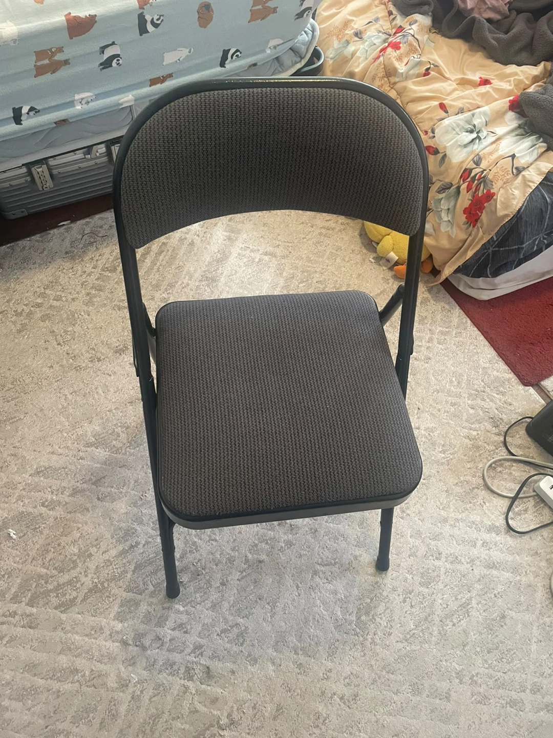 Black Fabric Padded Folding Chair