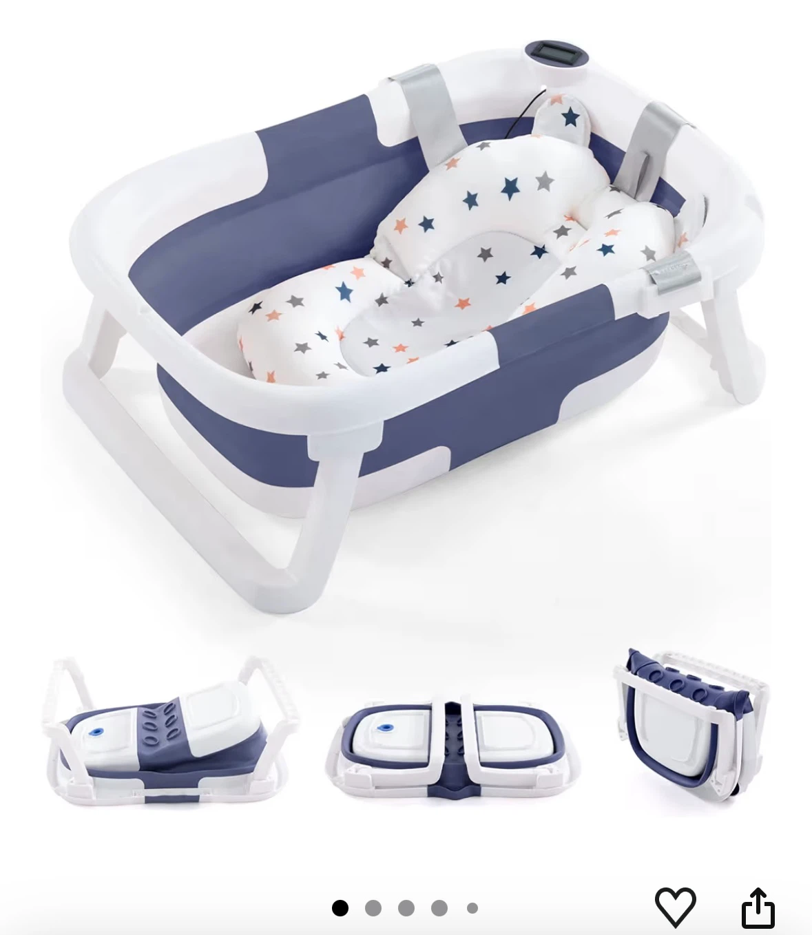 Collapsible Baby Bathtub with Support Cushion