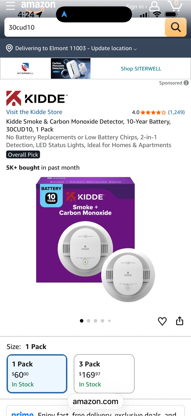 Kidde Smoke & Carbon Monoxide Detector 30CUD10