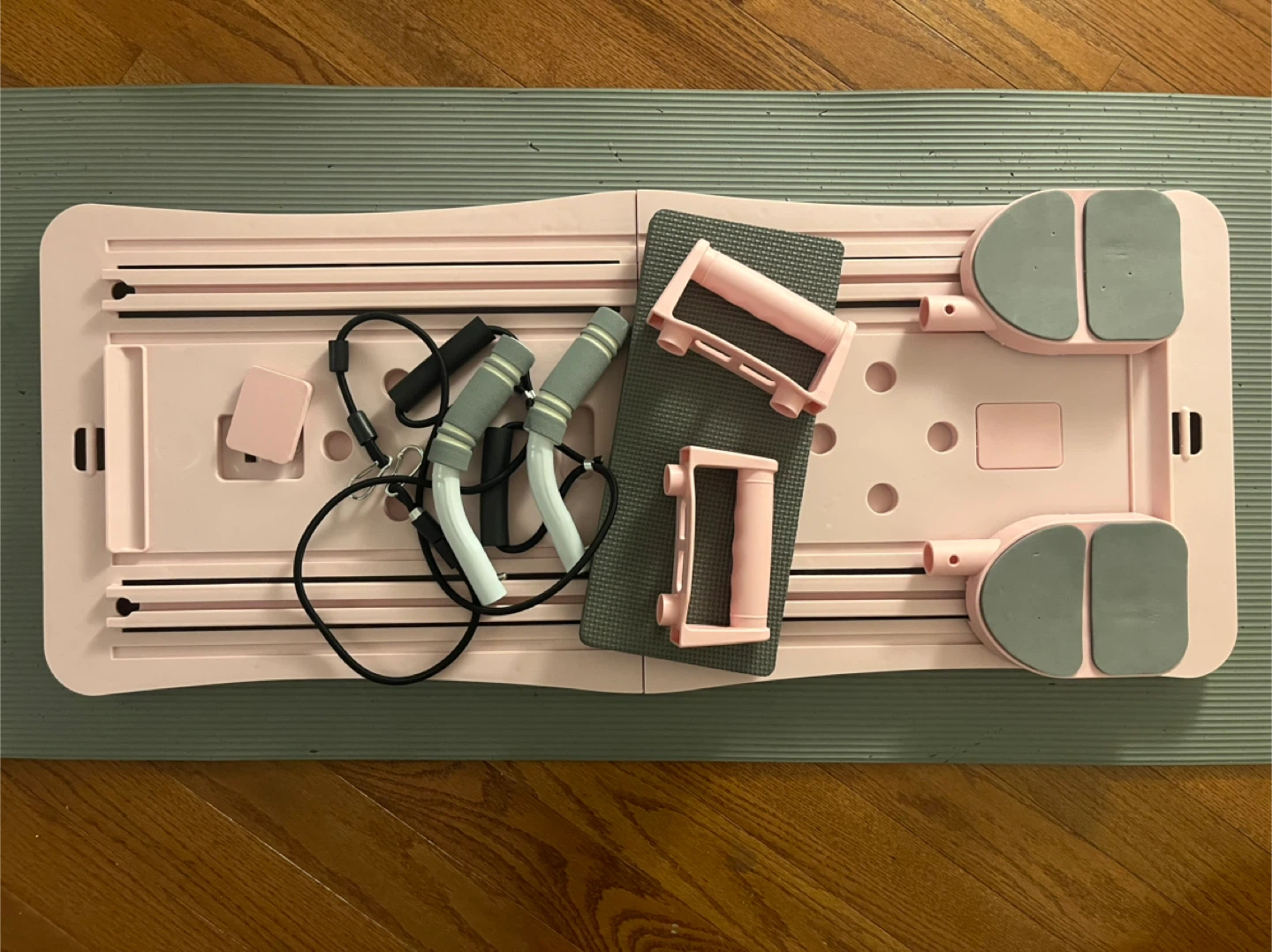 Pink Pilates Board with Resistance Bands