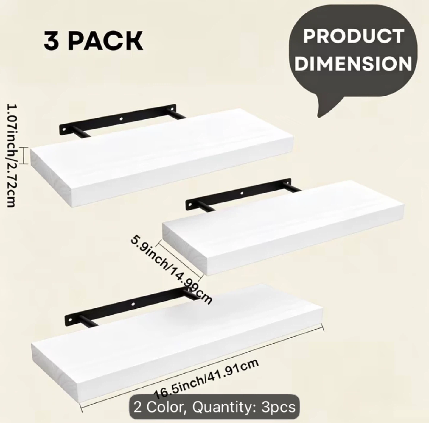 Set of 3 floating shelves - photo 3