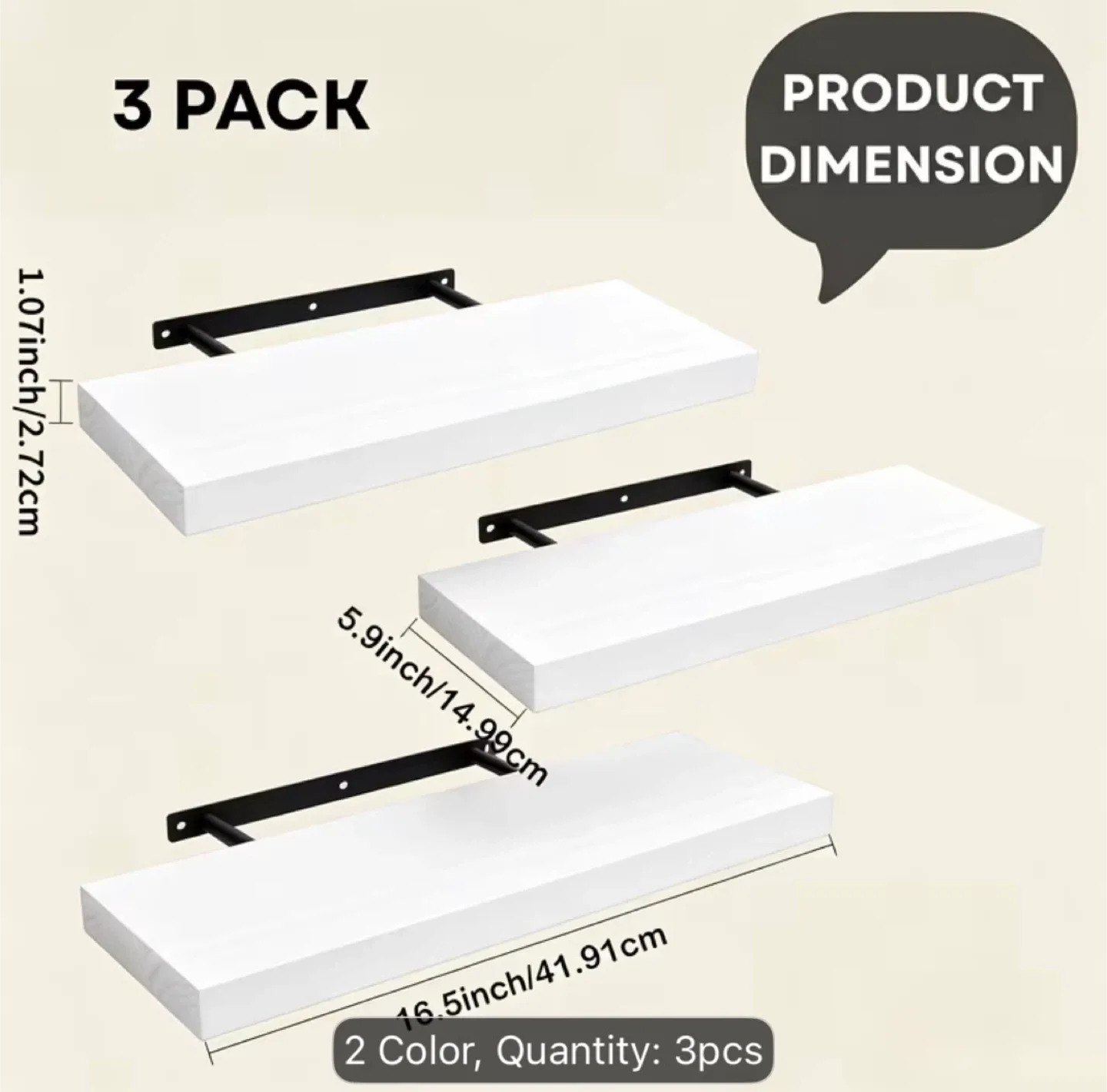 Set of 3 floating shelves - photo 3