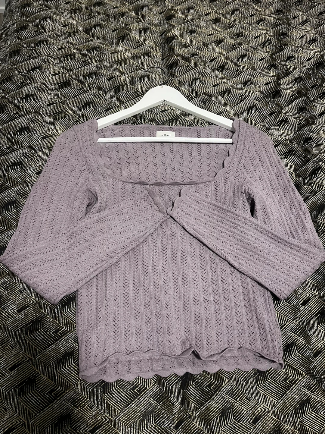 Aritzia Wilfred Pointelle Knit Long Sleeve Top - Size M