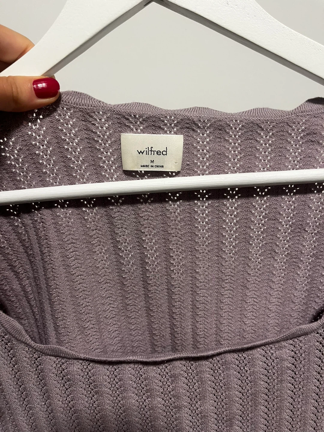 Aritzia Wilfred Pointelle Knit Long Sleeve Top - Size M - photo 3