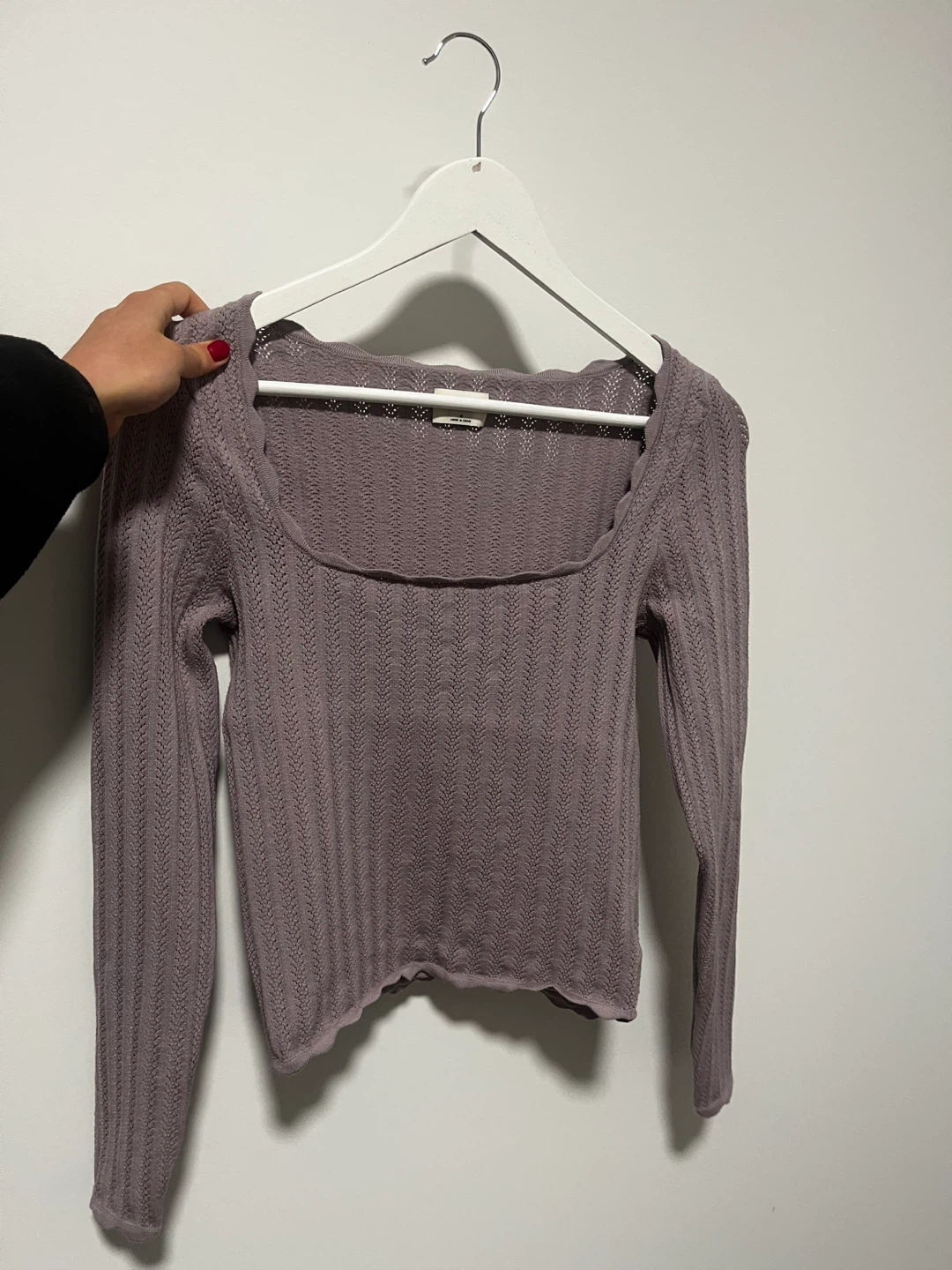 Aritzia Wilfred Pointelle Knit Long Sleeve Top - Size M - photo 4