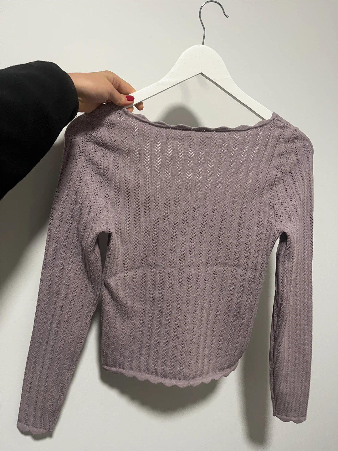Aritzia Wilfred Pointelle Knit Long Sleeve Top - Size M - photo 5