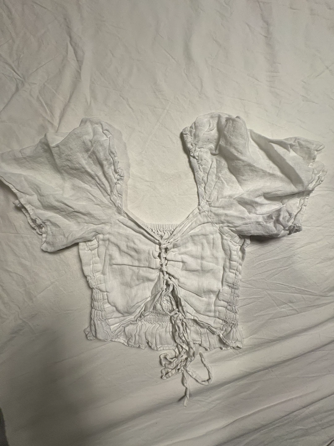 Zara White Ruched Crop Top