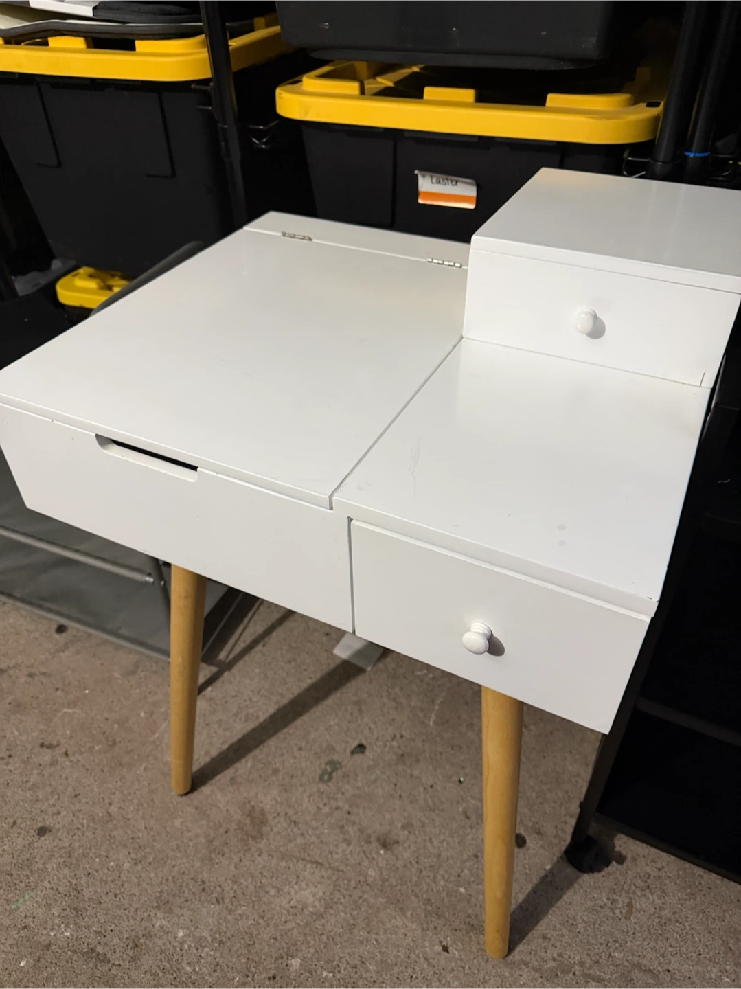 White Vanity Table with Mirror and Storage - photo 2