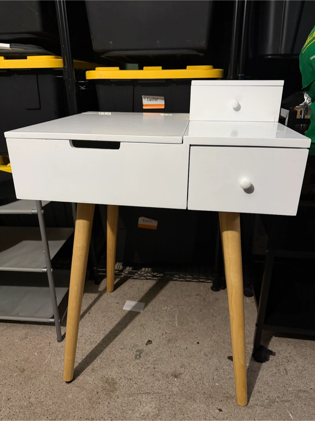 White Vanity Table with Mirror and Storage - photo 3