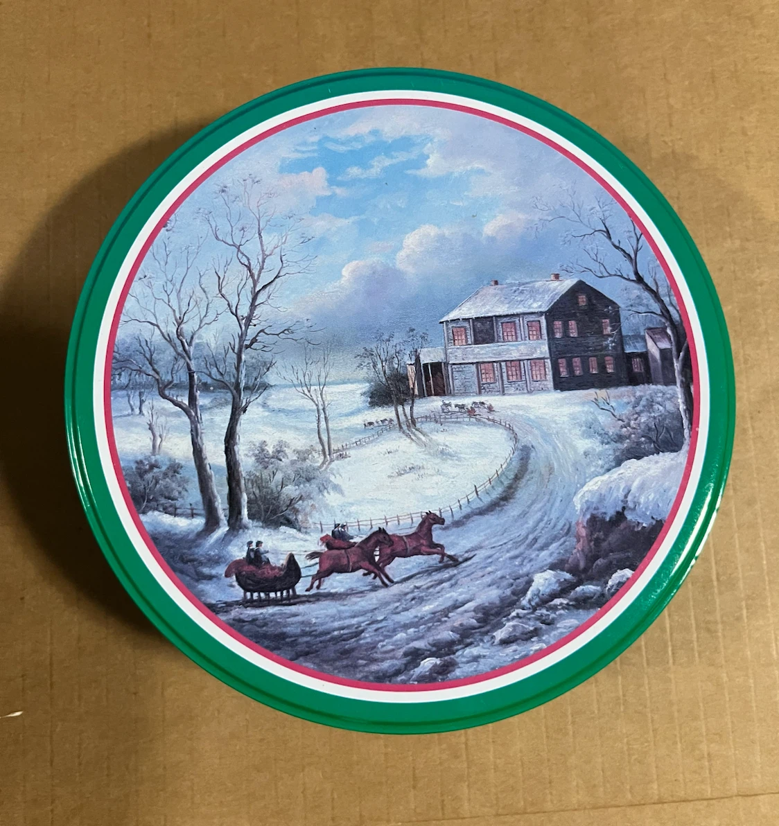 Vintage Round Holiday Tin