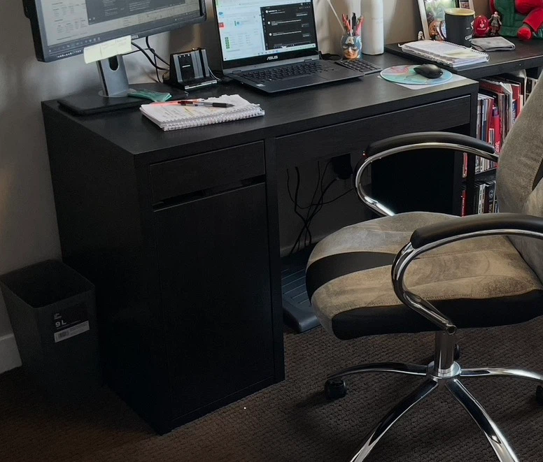 Black desk with storage