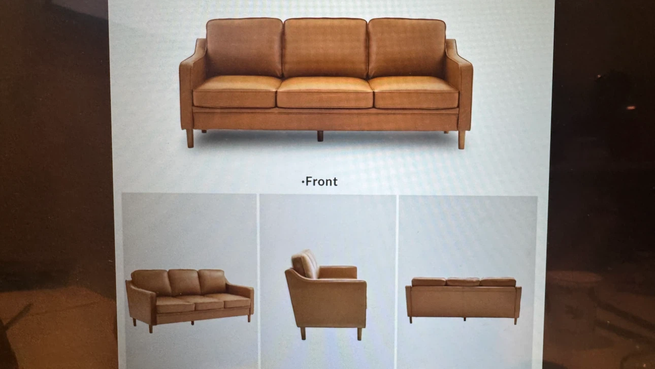 Three-Seater Faux Leather Sofa - photo 3