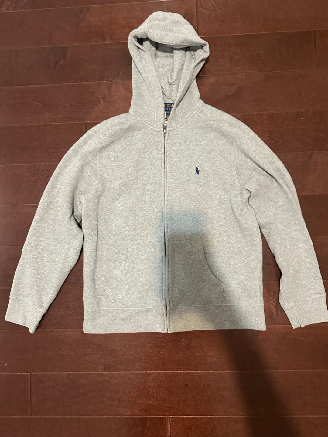 REAL/AUTHENTIC Polo Ralph Lauren grey zip-up hoodie size L 14-16