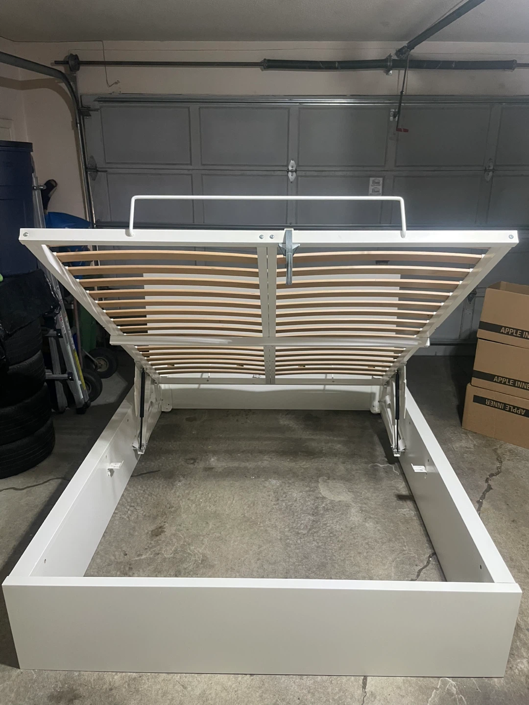 IKEA White Queen Size Malm Pull Up Storage Lift Bed - photo 3