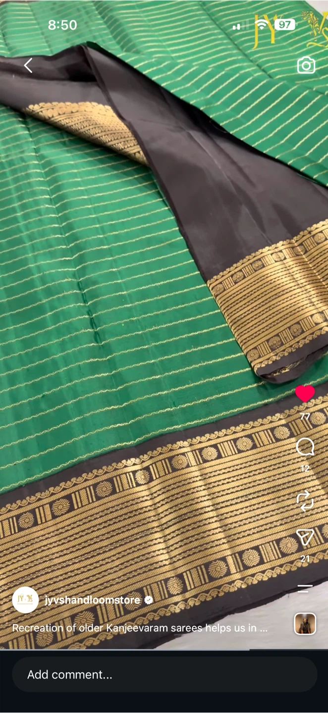 Green and Black Kanjeevaram semi Silk Saree