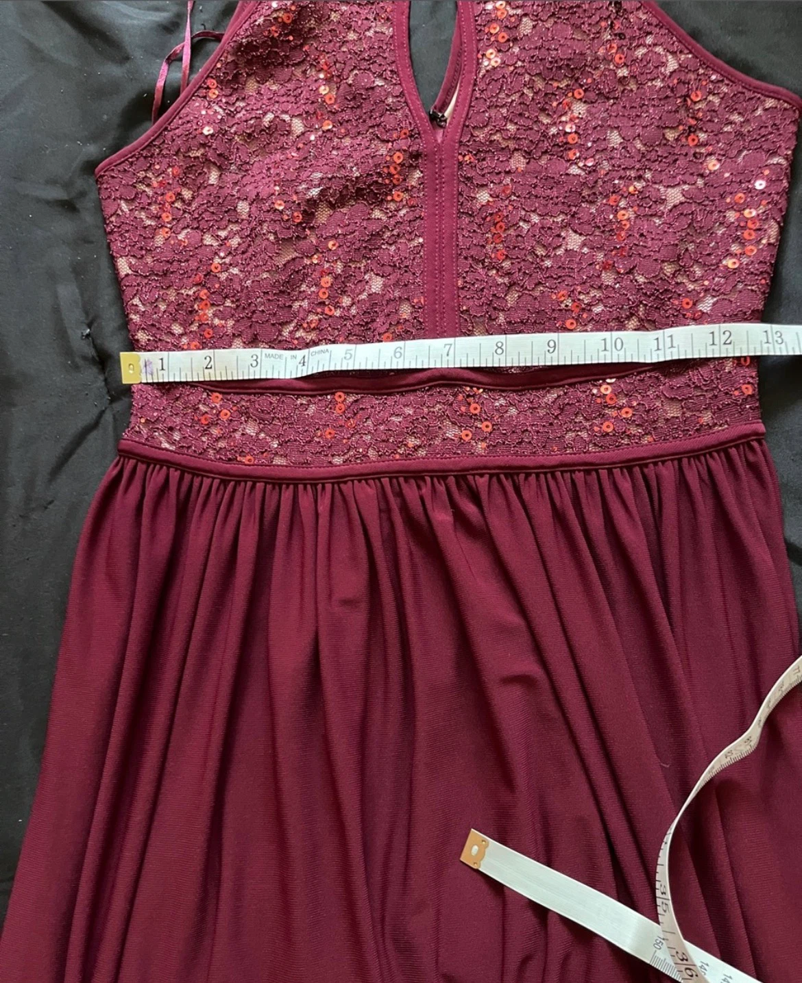 Laura Burgundy Sequin Lace Maxi Dress size 4 - photo 5