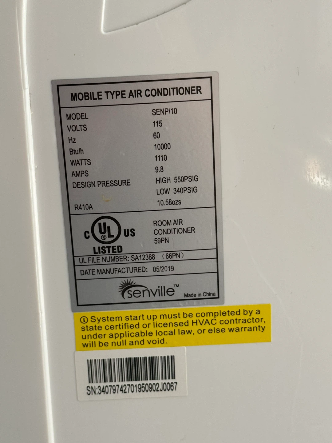 Senville 10,000 BTU Mobile Air Conditioner - photo 3