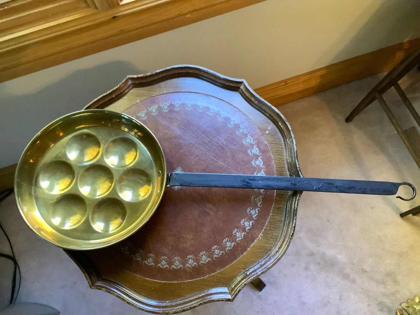 Vt Brass 7 Egg Poacher Pan w Long Metal Handle 🐞