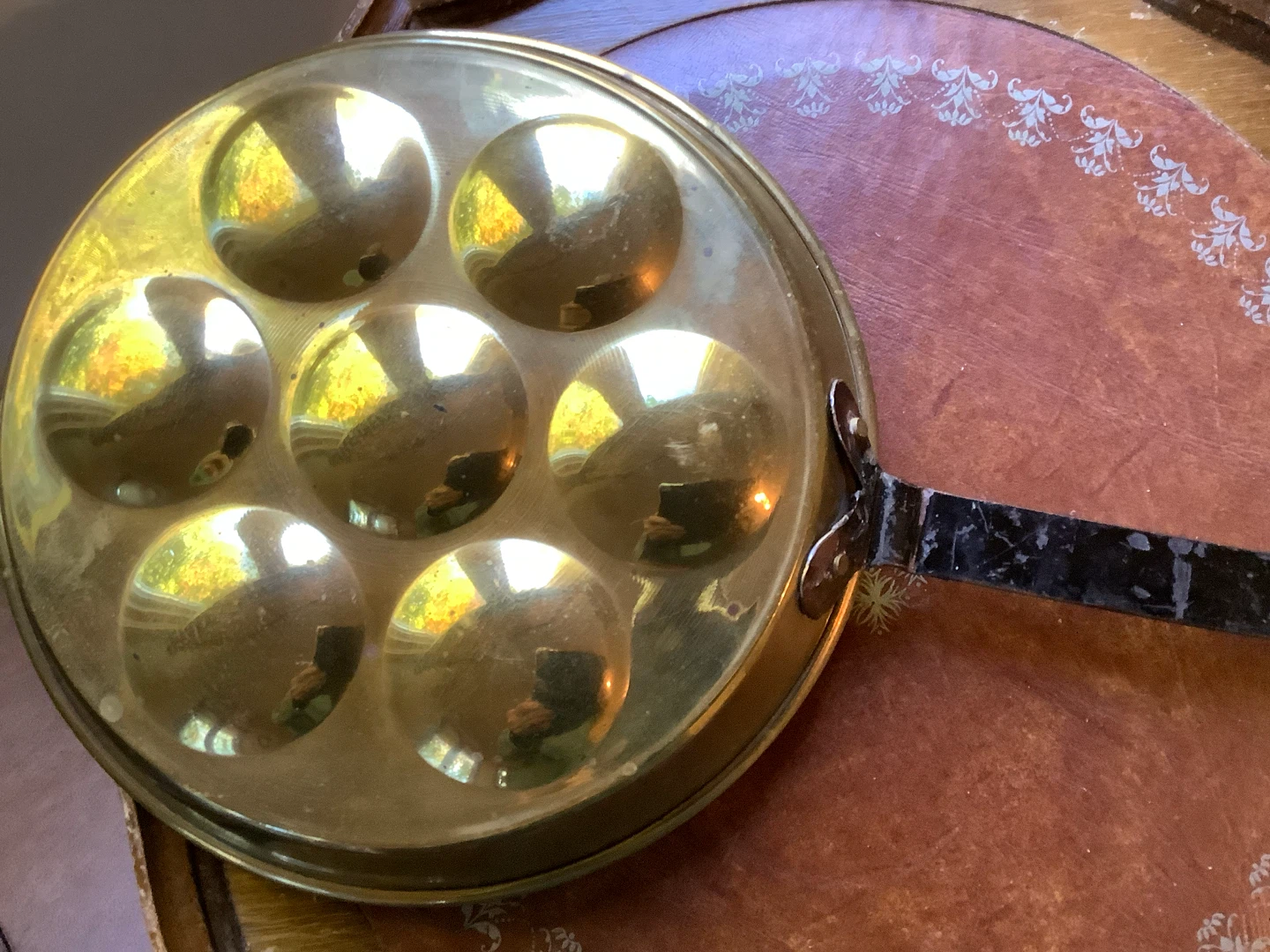 Vt Brass 7 Egg Poacher Pan w Long Metal Handle 🐞 - photo 3