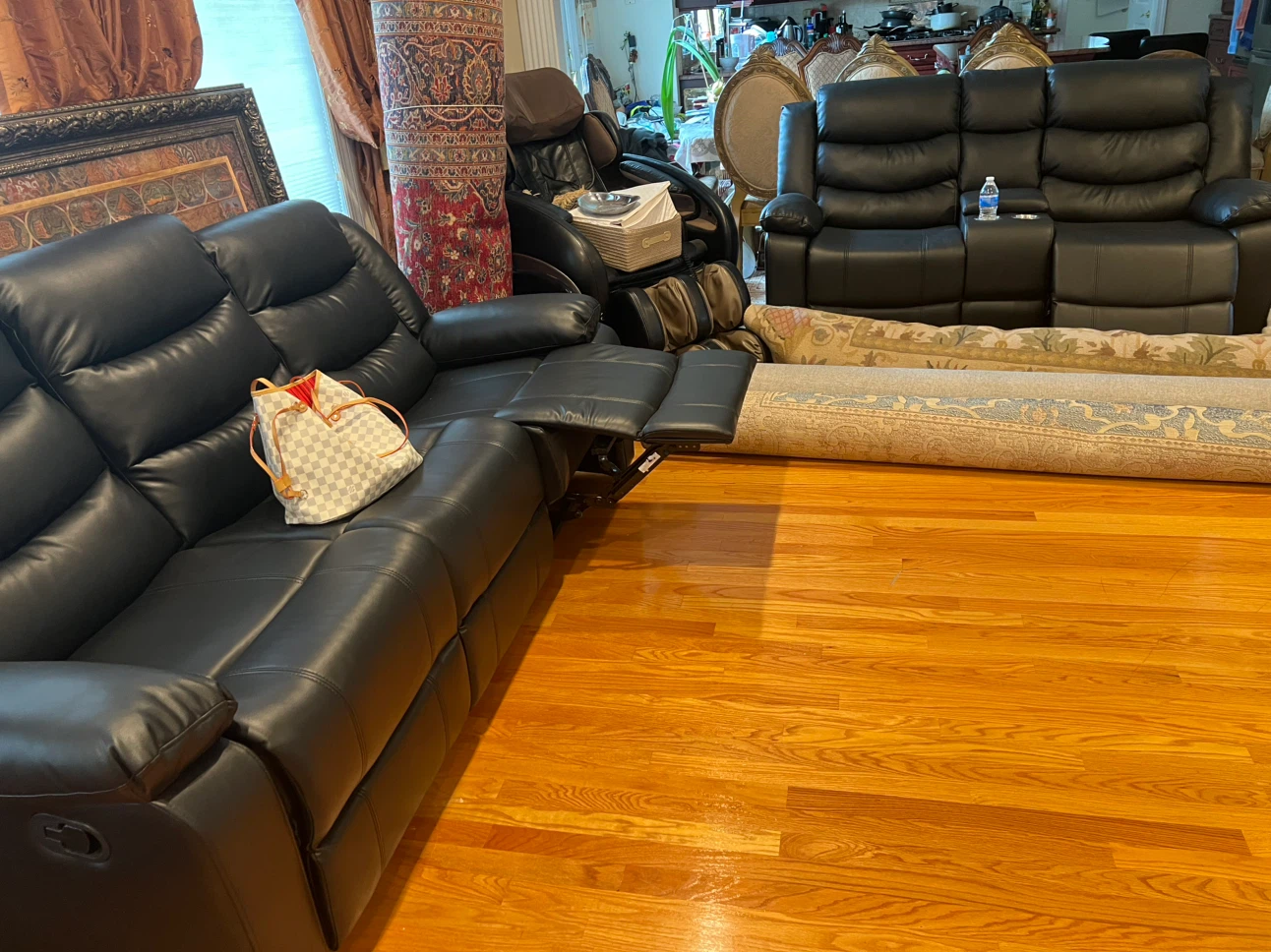 Traditional Brown Leather Chaise Lounge - photo 4