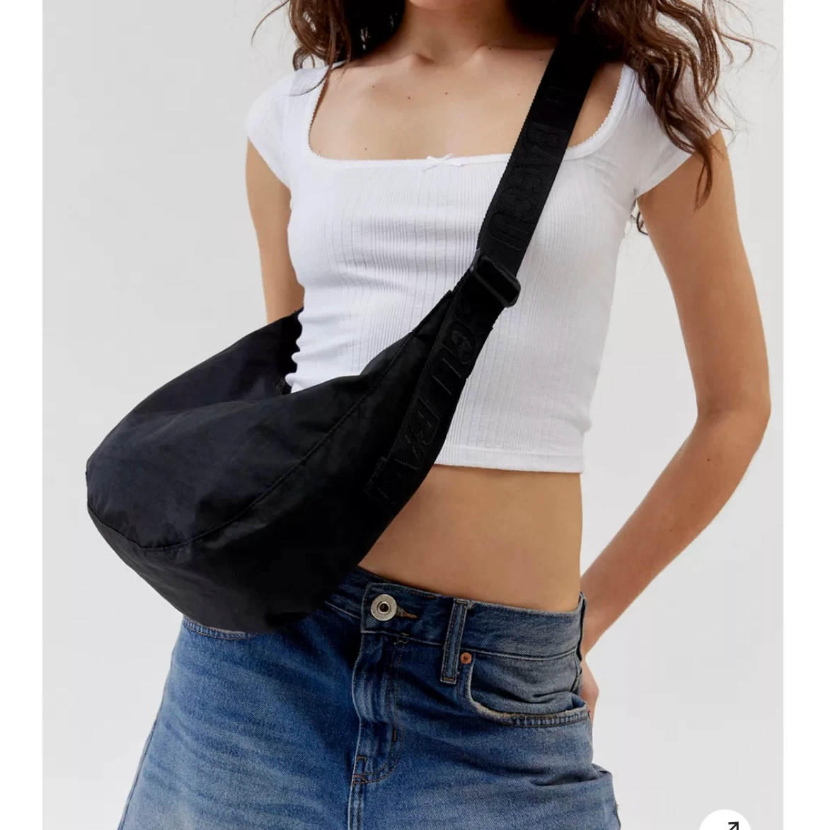Baggu Medium Nylon Crescent Bag Black