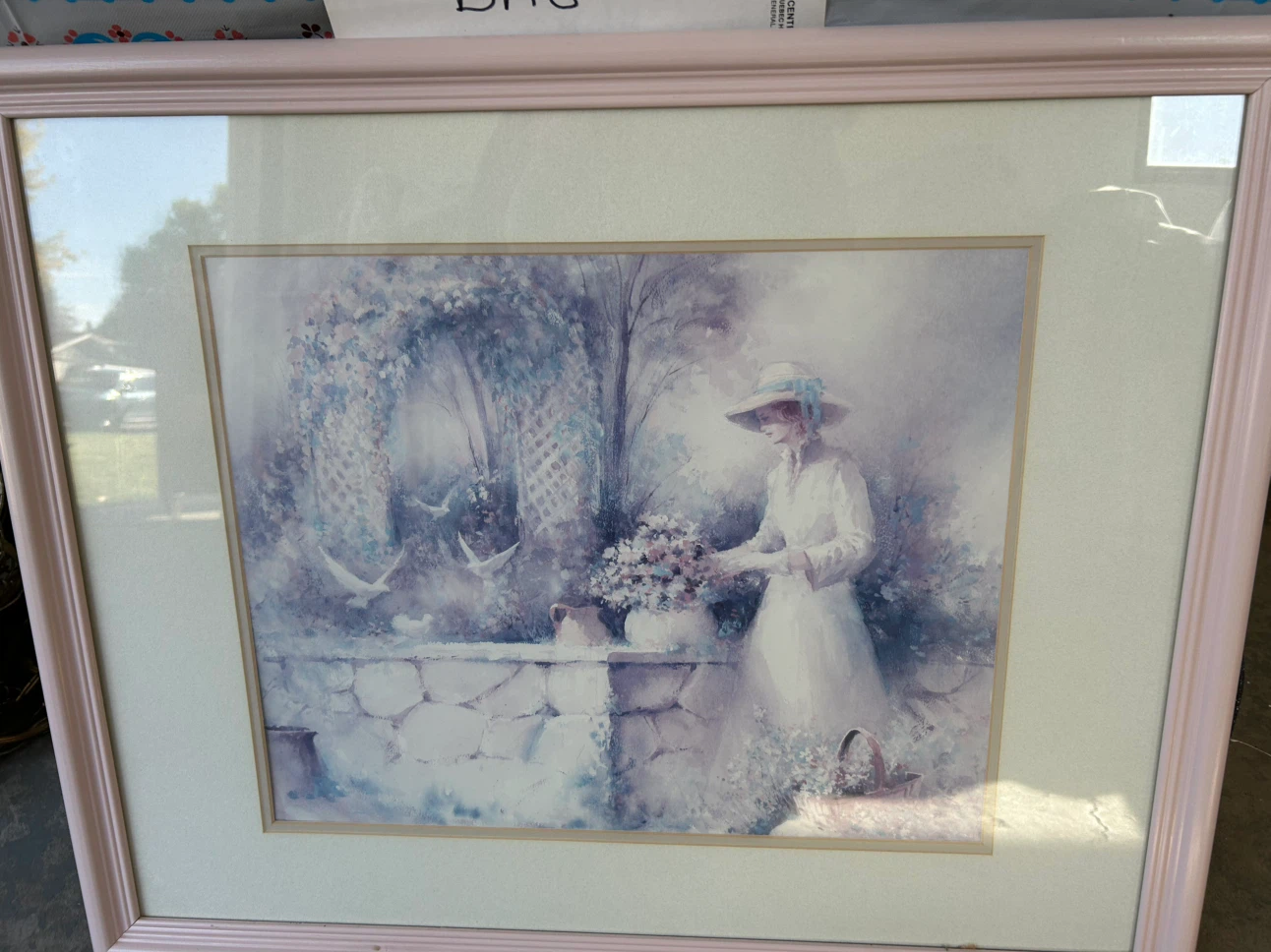 Framed Pastel Garden Scene Wall Art