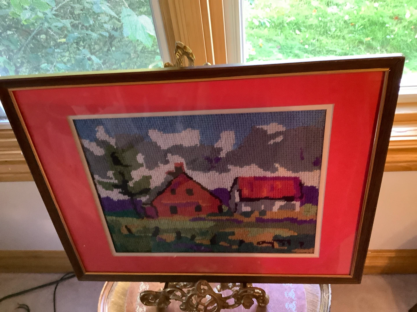 Vtg Landscape Needlepoint Framed Wall Art 🐞 - photo 5