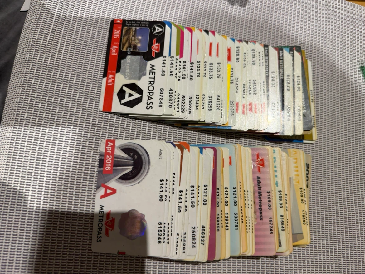 Collectible TTC monthly adult Toronto metro passes