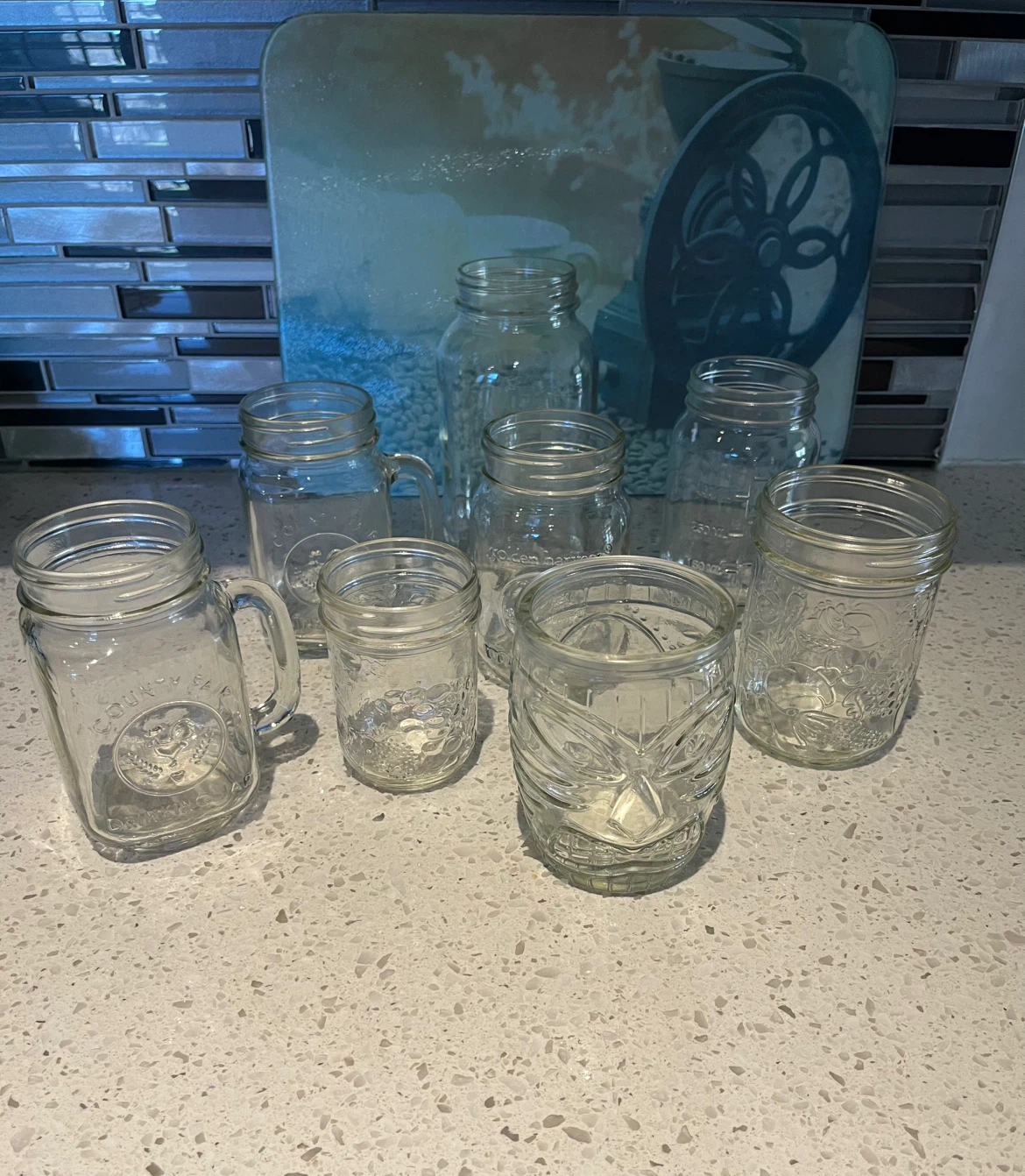 Assorted Glass Drinking Jars