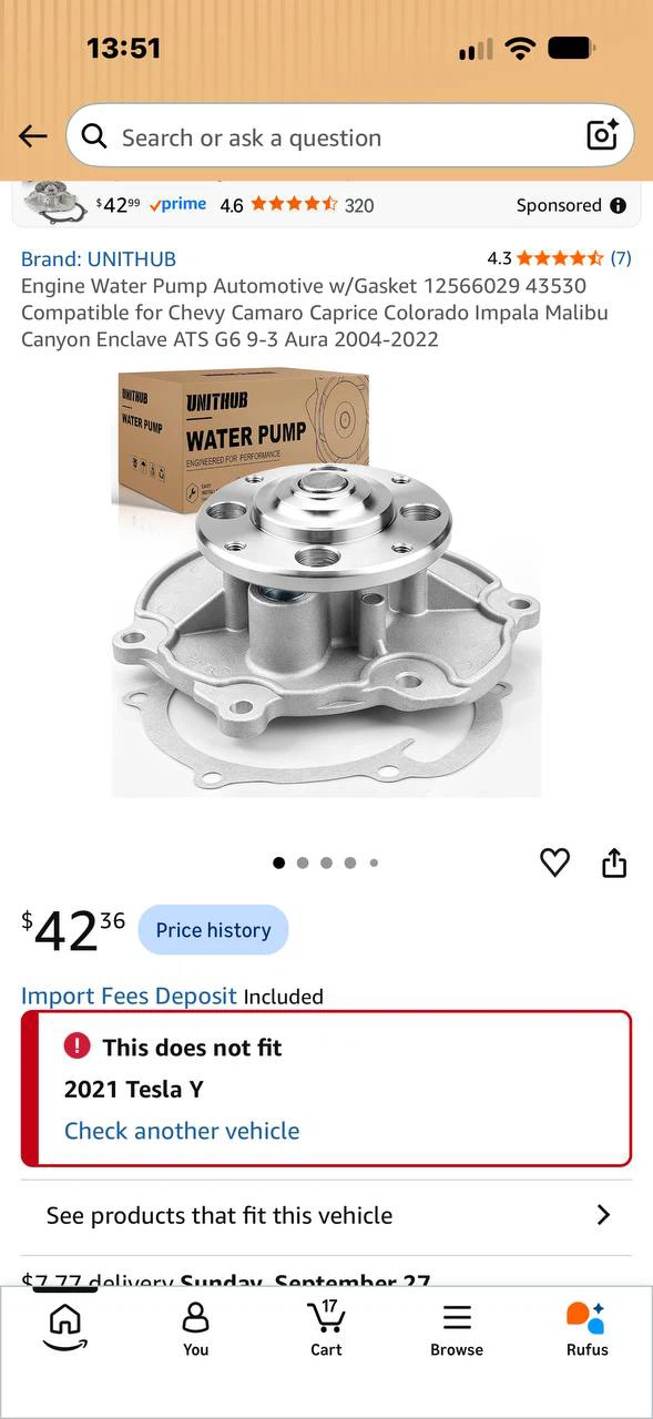 UNITHUB Engine Water Pump for Chevy / GMC / Buick / Cadillac