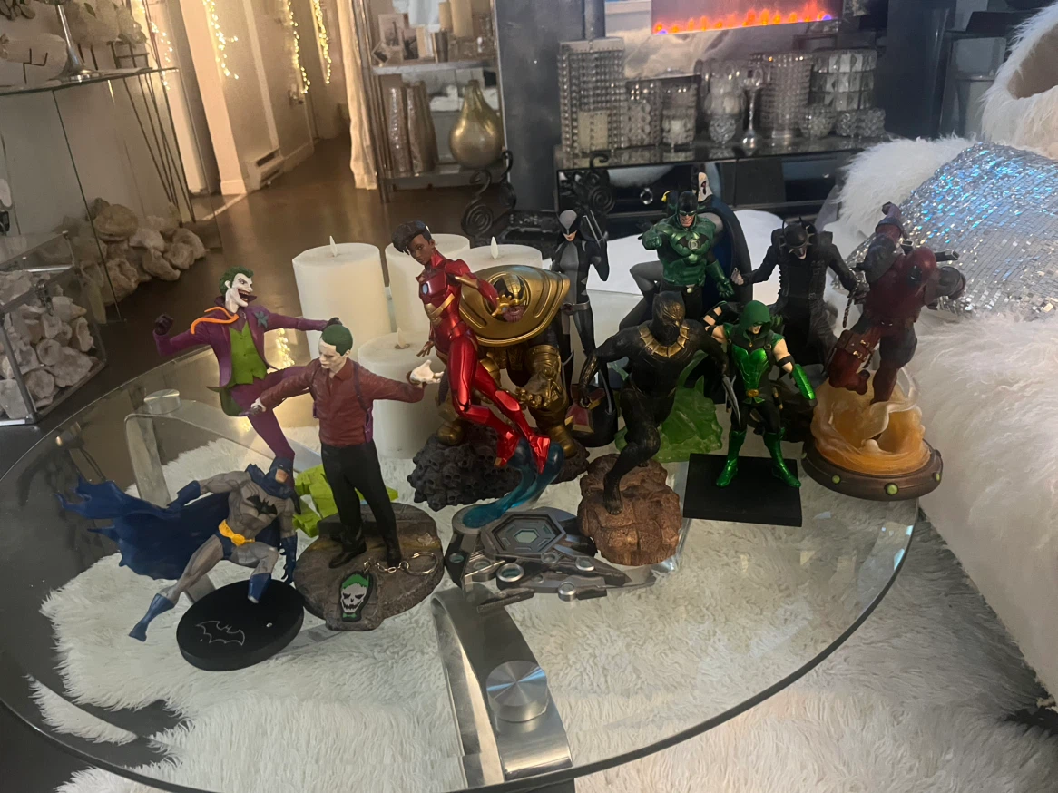 Collection of DC and Marvel statues