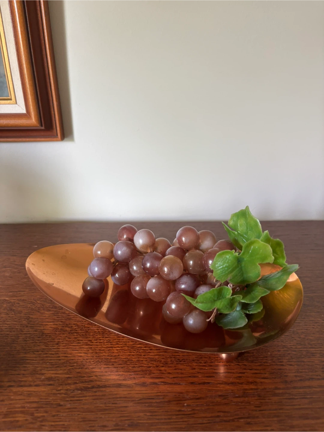 Vintage Atomic Copper Tray & Vintage Grapes
