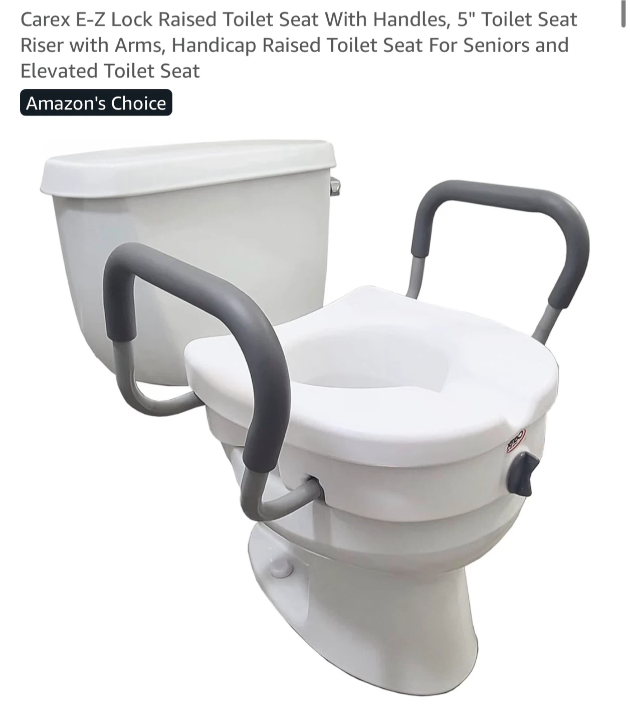 Carex E-Z Lock Raised Toilet Seat with Adjustable Arms