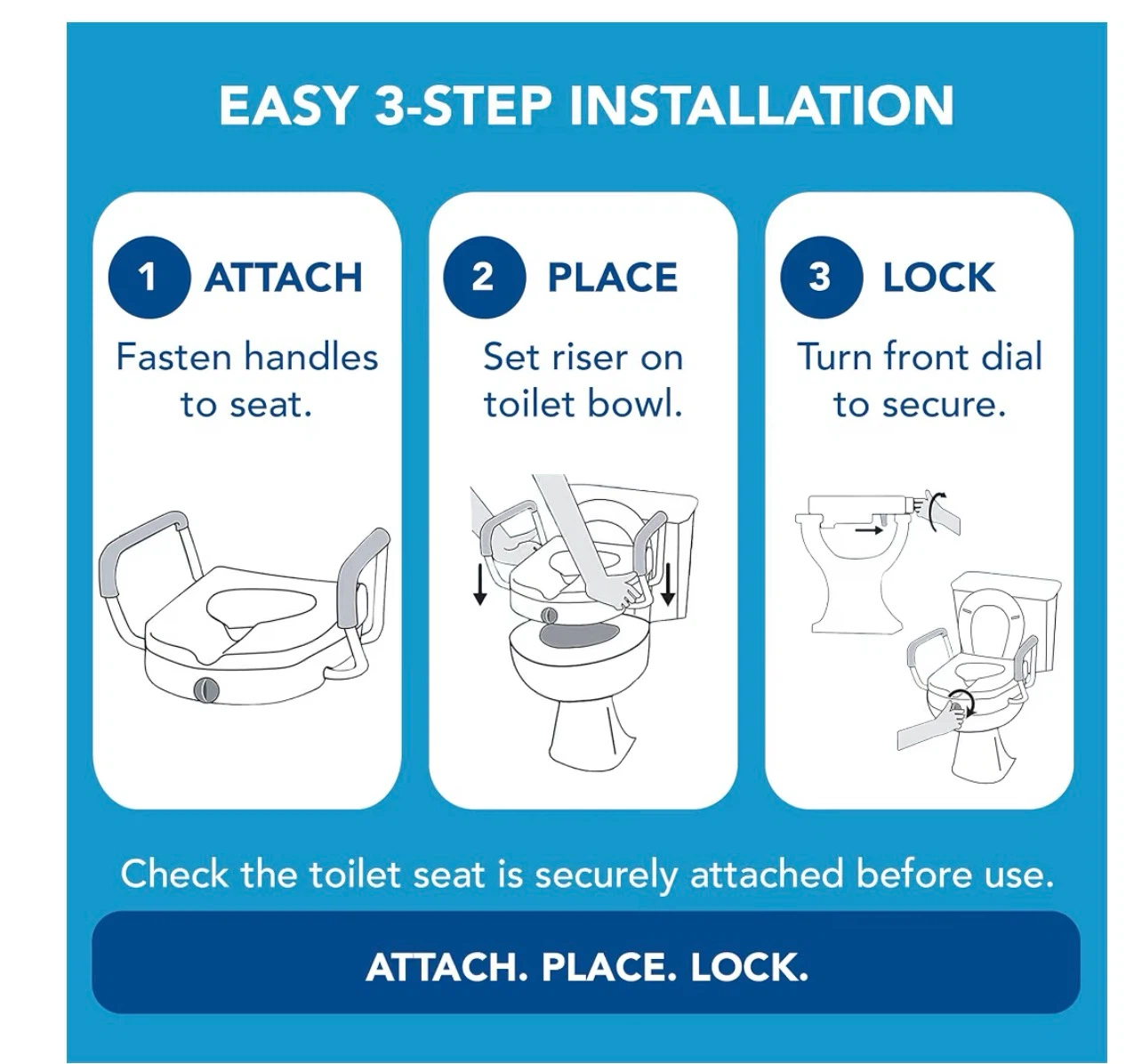 Carex E-Z Lock Raised Toilet Seat with Adjustable Arms - photo 4