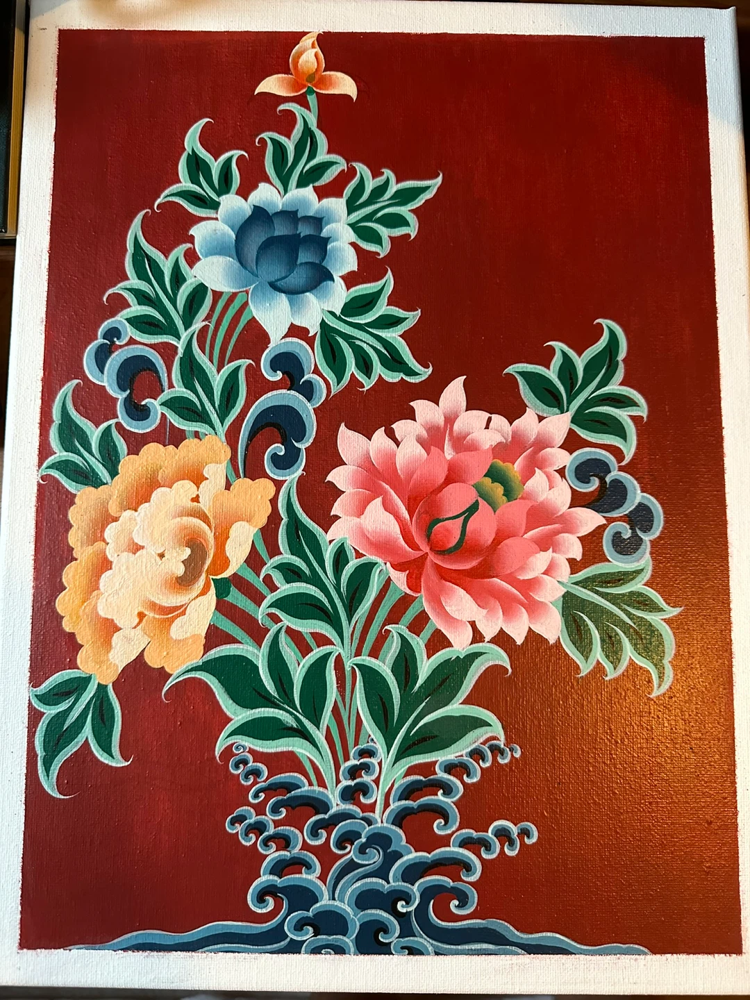 Floral Painting on Canvas - photo 2