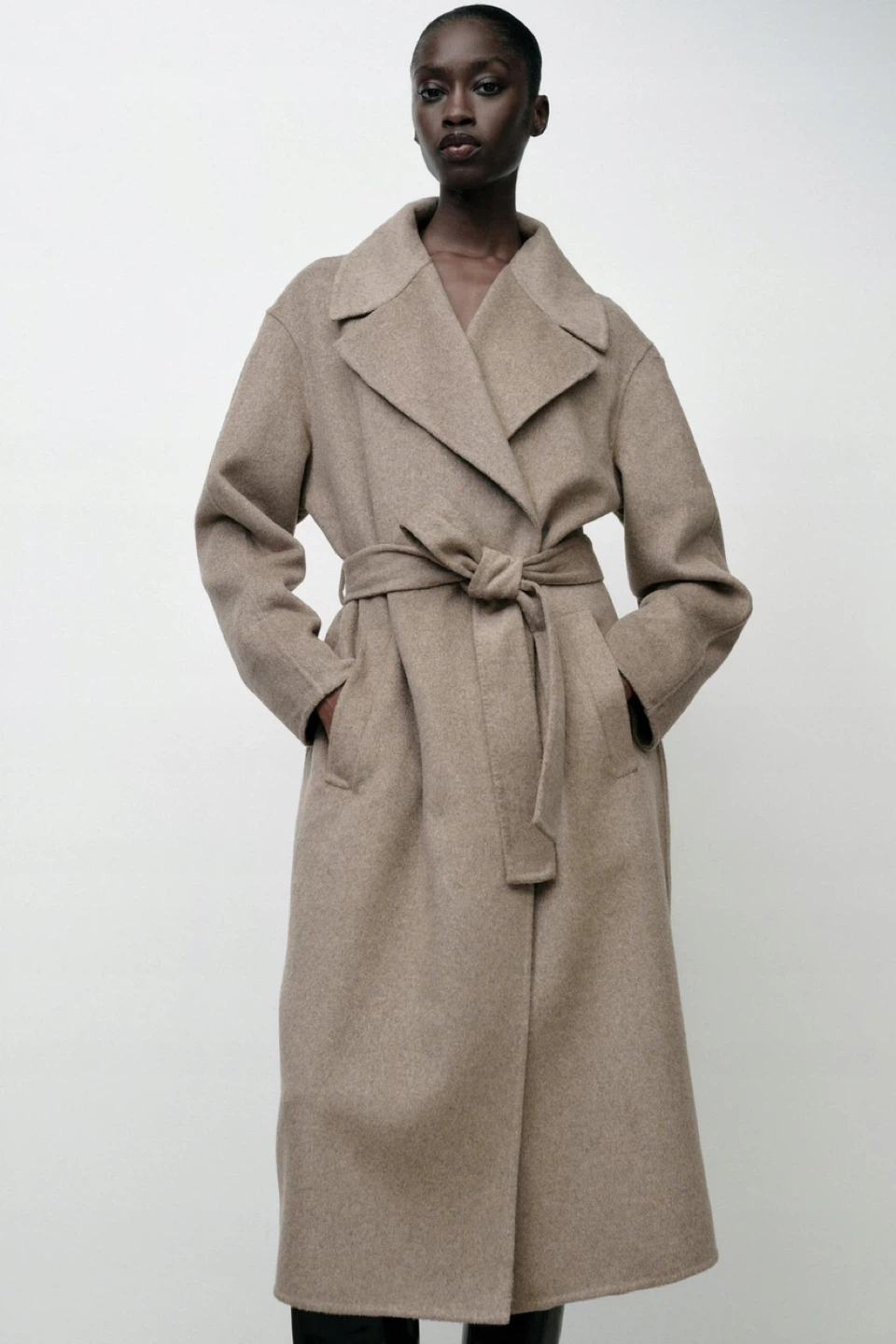 Zara Wool Blend Tie-Waist Coat