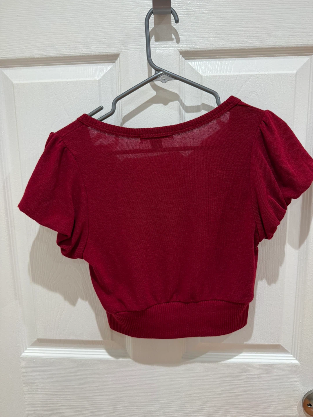 Red Cropped Short Sleeve Cardigan - photo 2
