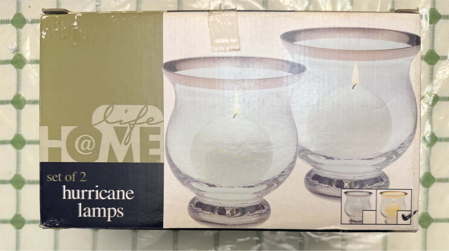 BRAND NEW: Life @ Home Hurricane Lamps - Set of 2