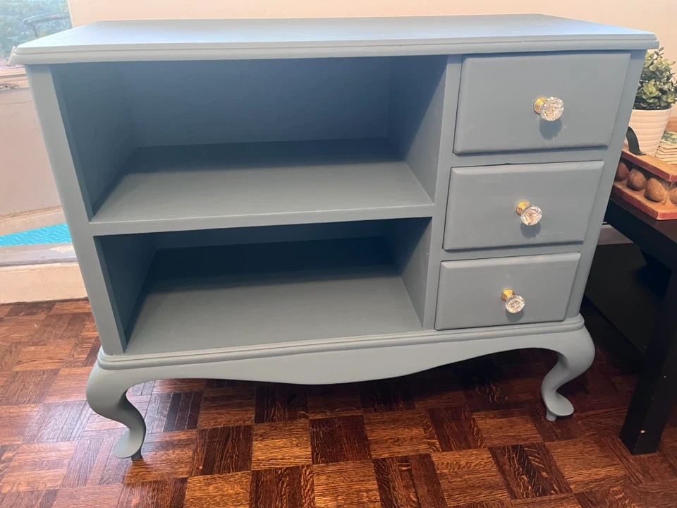 Blue Painted Wooden Cabinet with Drawers