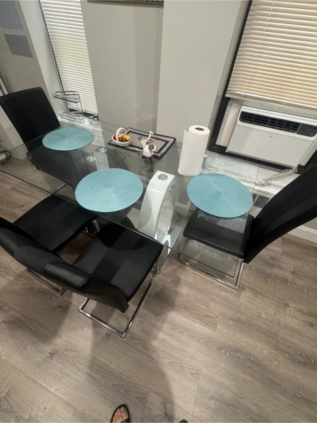 Modern Glass Dining Table with 4 Chairs
