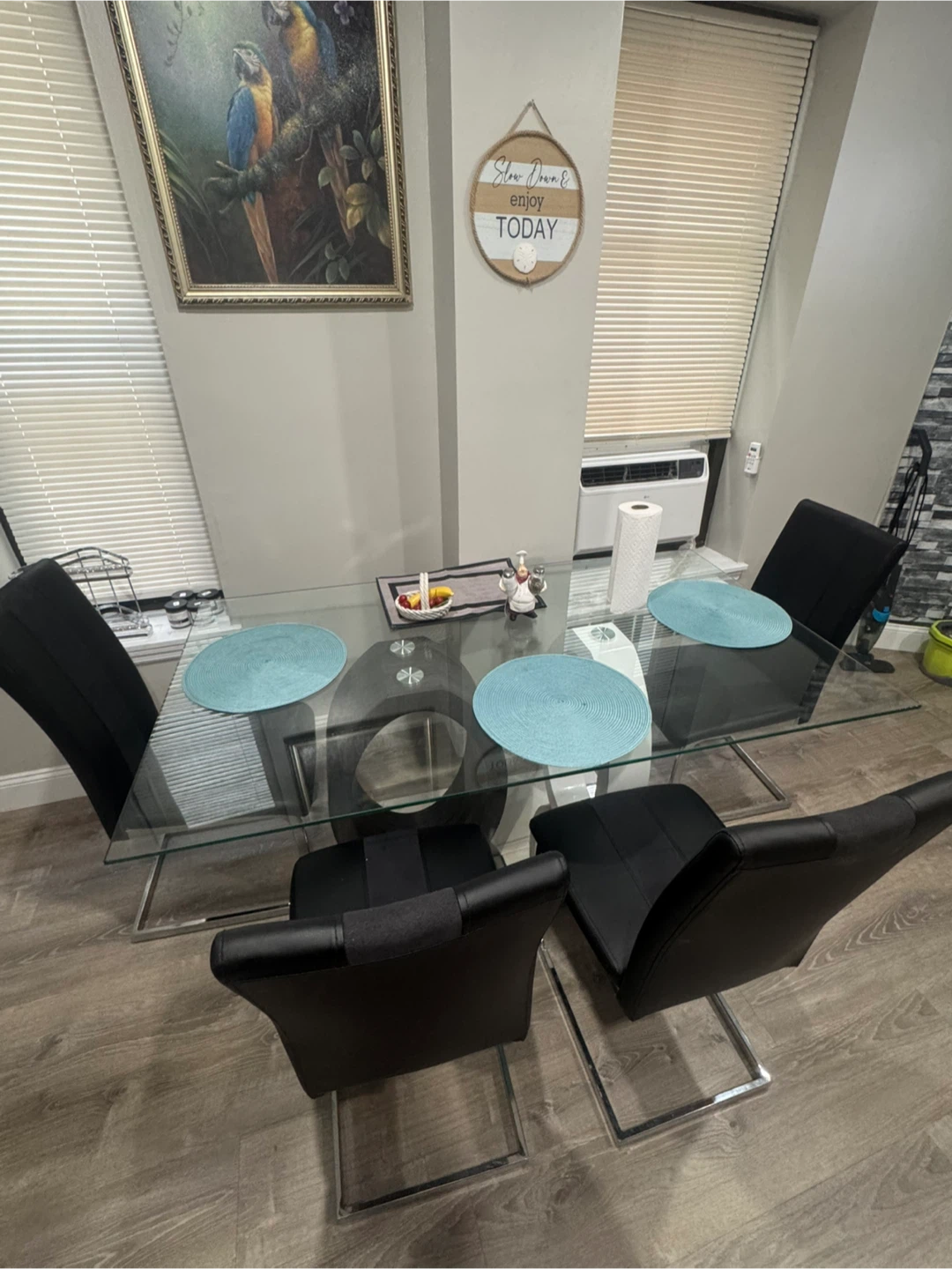 Modern Glass Dining Table with 4 Chairs - photo 2
