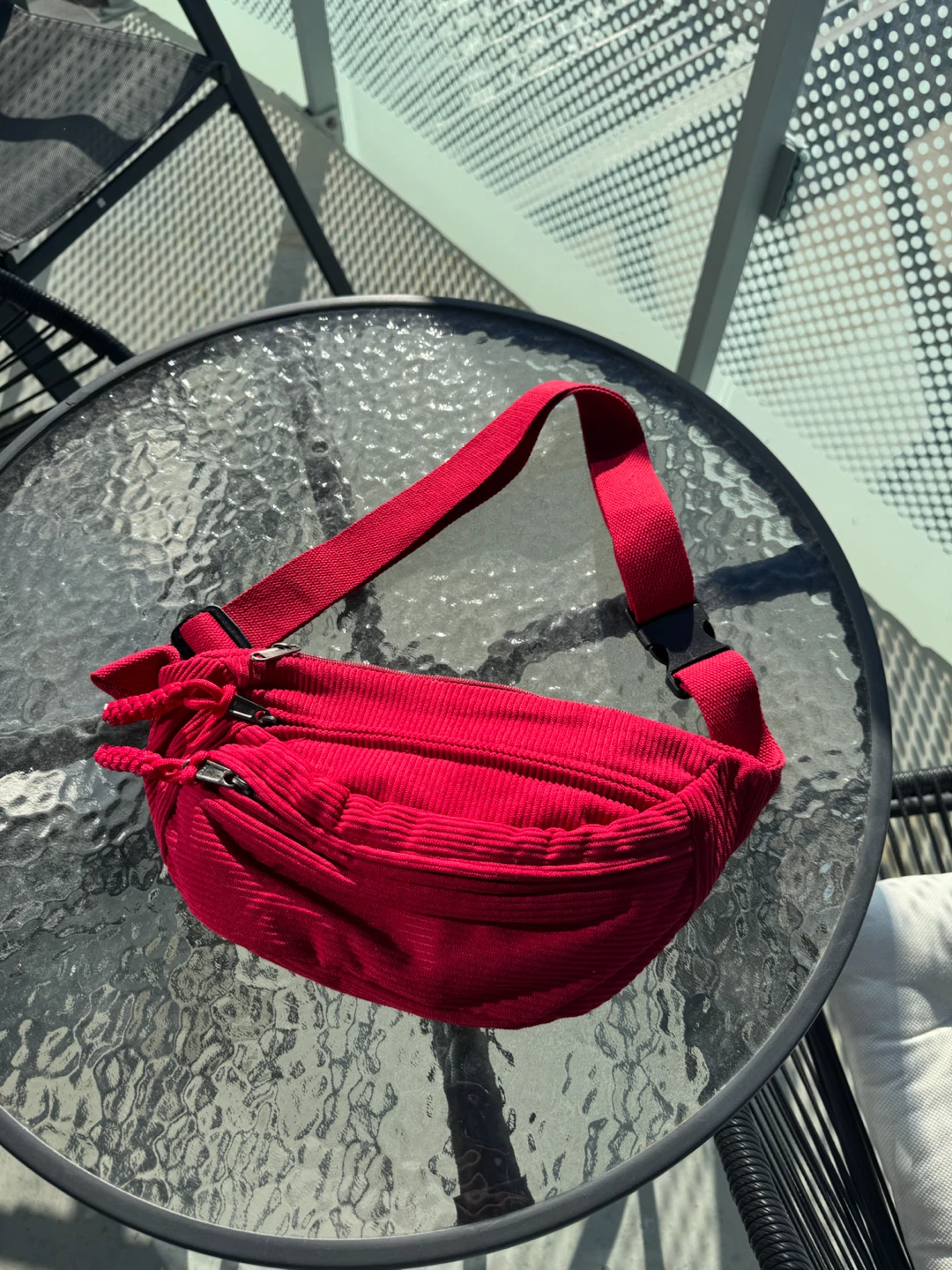 Red Corduroy Crossbody Bag