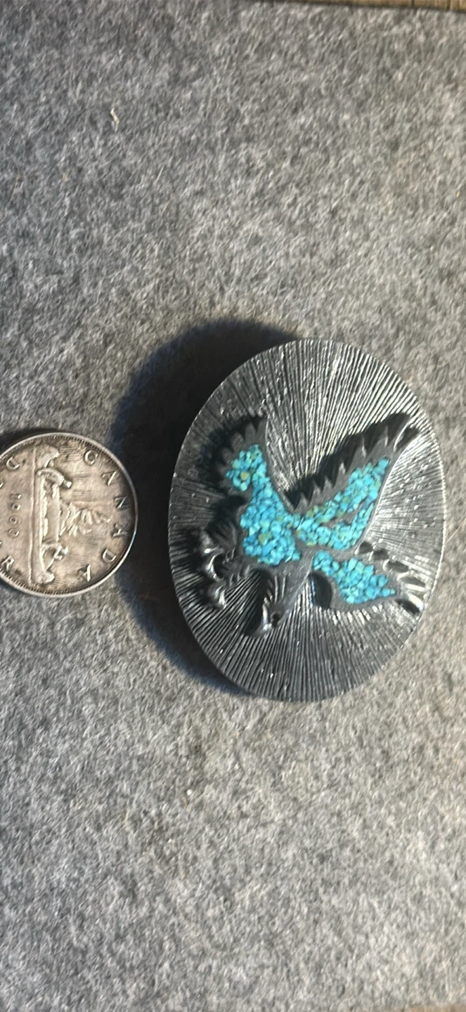 Vintage 1970 western style belt buckle with eagle