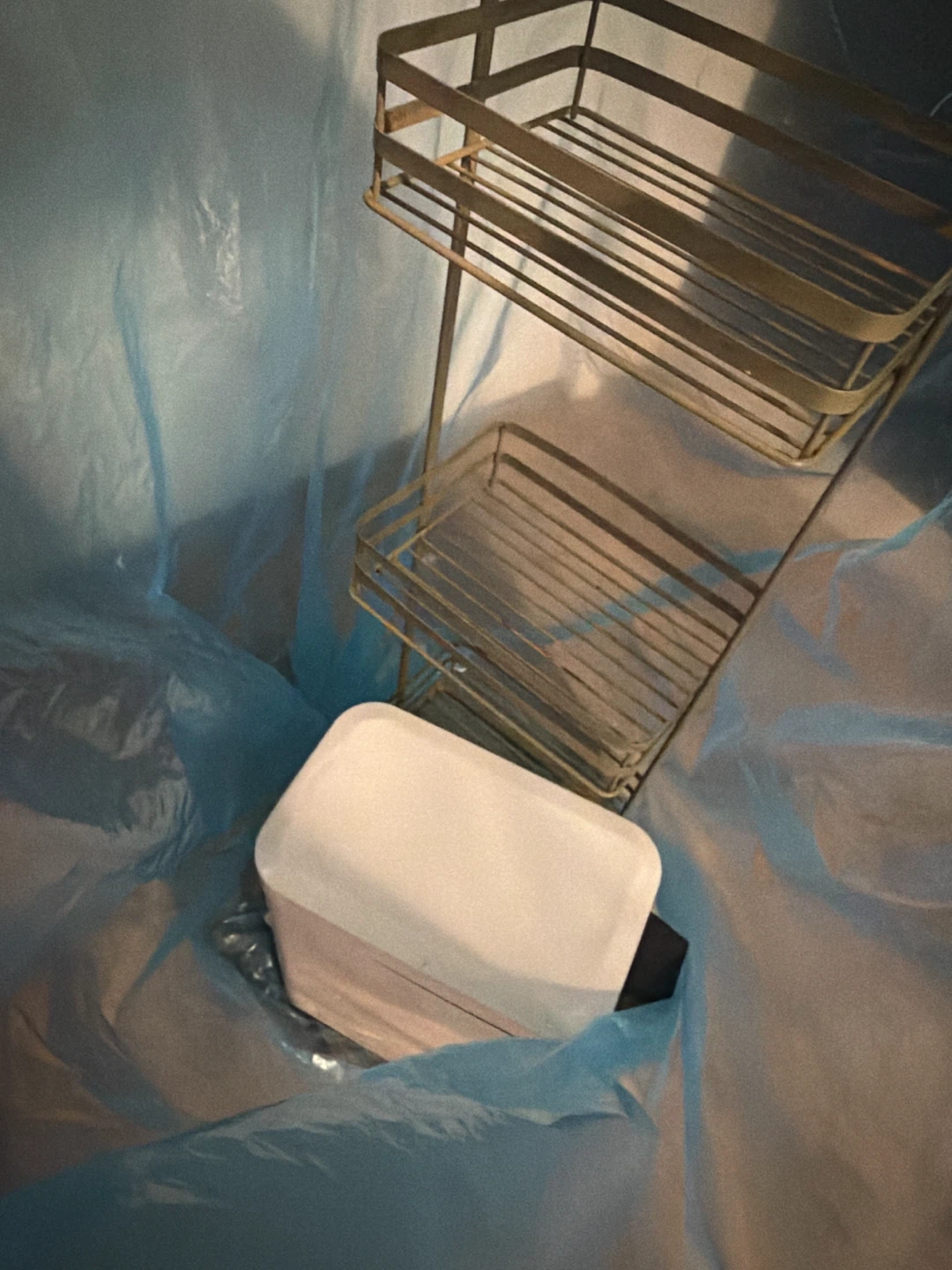 3-Tier Metal Bathroom Shelf and trash can