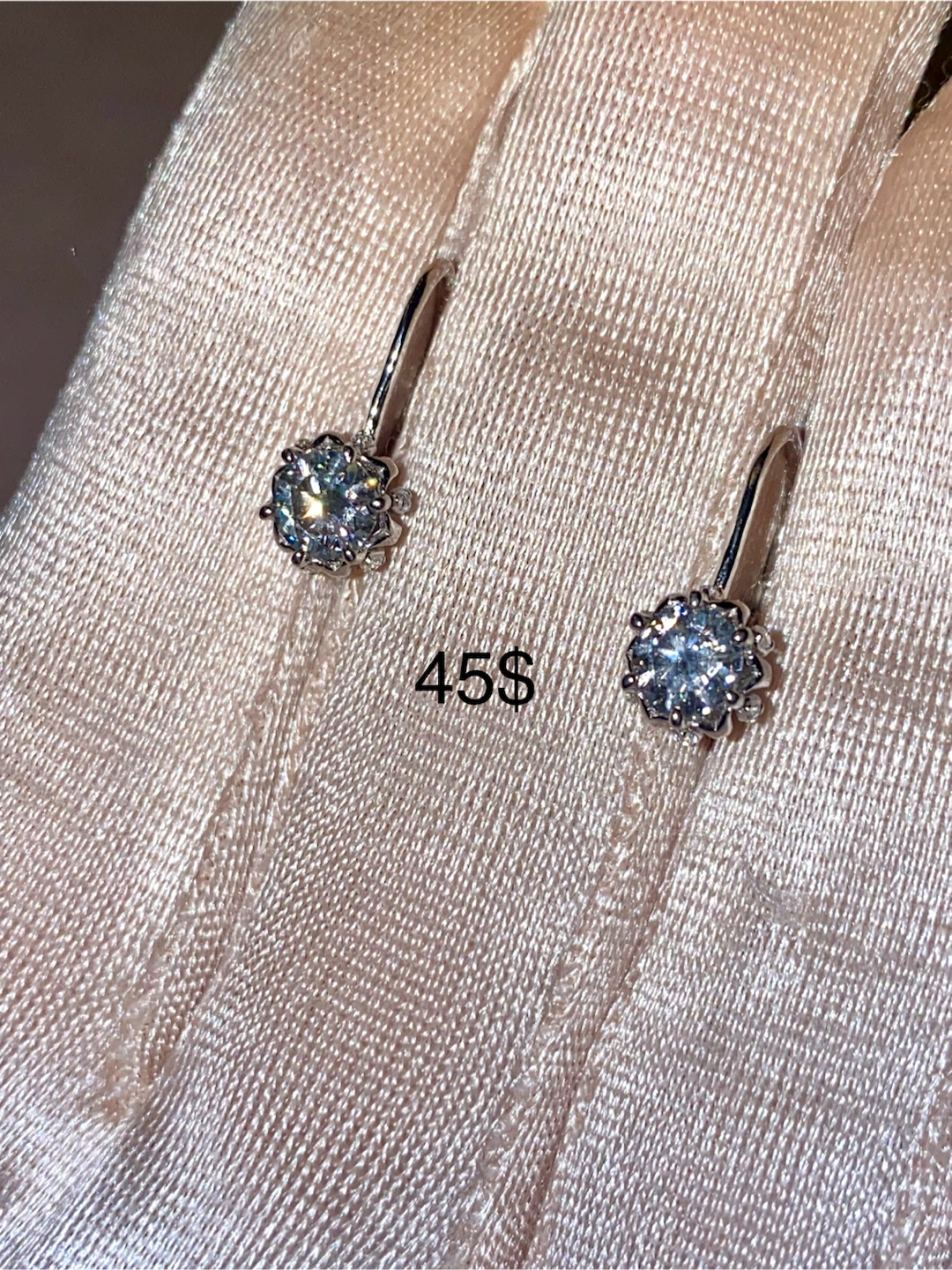 GRA Moissanite Sterling Silver Earrings 0.5ct - photo 3