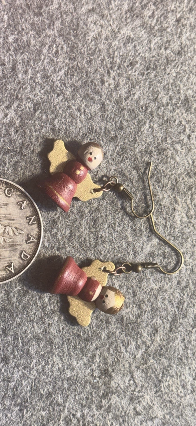 Wooden angel earrings one pair