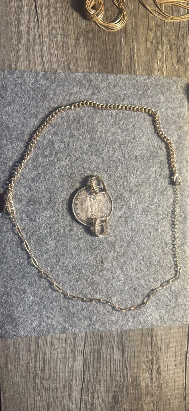 Paper clip style necklace with matching earrings