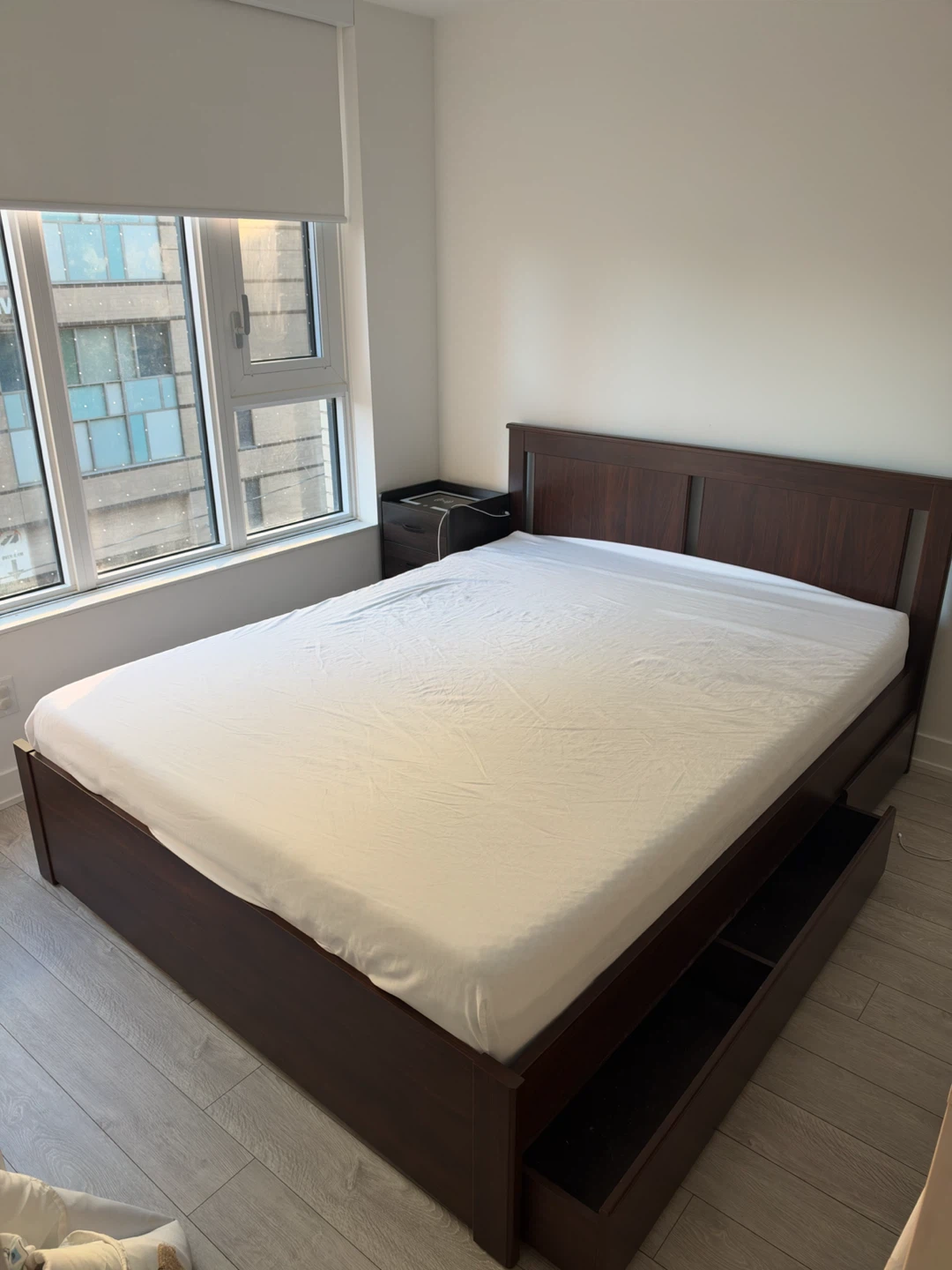 Queen Bed frame 2 storage boxes IKEA