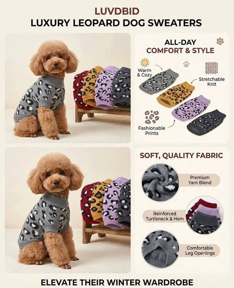 LUVDBID Luxury Leopard Dog Sweater